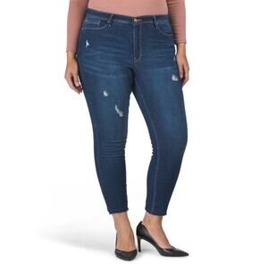 New Nanette Lepore Plus Belle Destructed High Rise Stretch Ankle Skinny Jeans